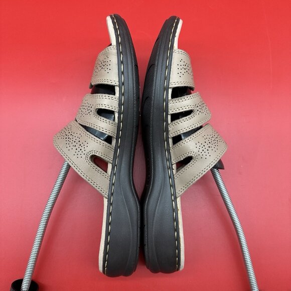 Clarks Leisa Grace Beige Sand Leather Slide Comfort Casual Sandals Size 11M NWT - Picture 7 of 11